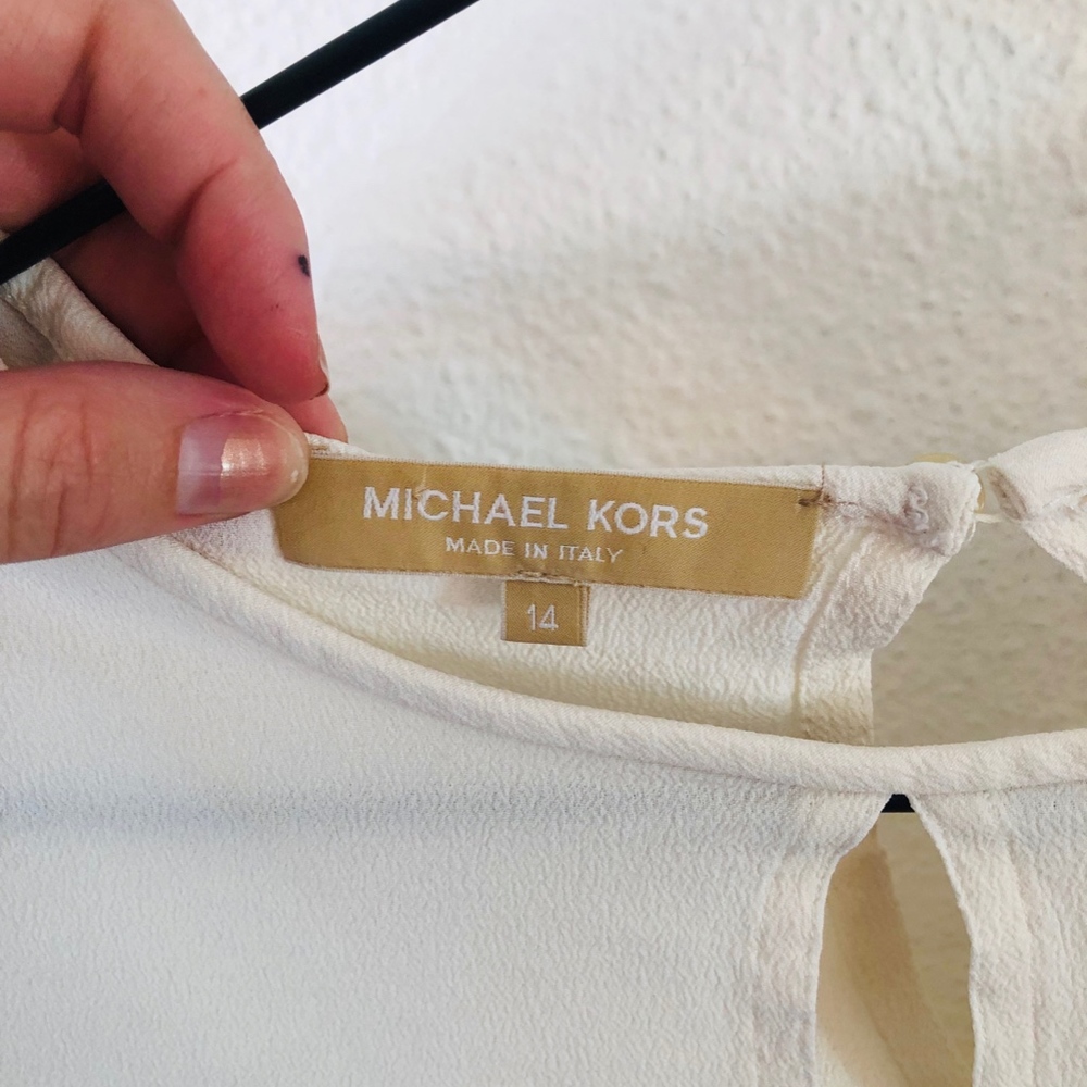 MIchael Kors Collection Cream Crepe Silk Blouse 14 - Picture 2 of 6